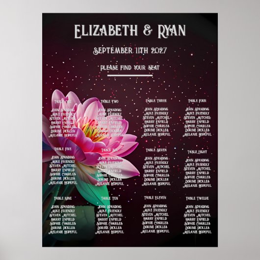 Floral Lotus Wedding Suite | Sterrennacht Romance Poster (Voorkant)