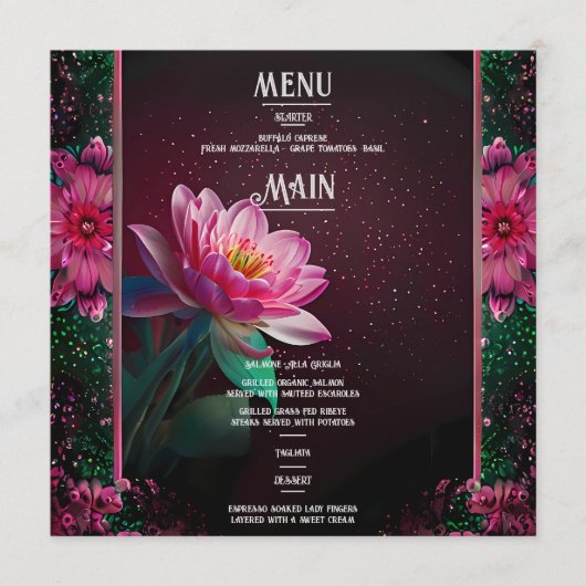 Floral Lotus Wedding Suite | Sterrennacht Romance Programmakaart (Voorkant)
