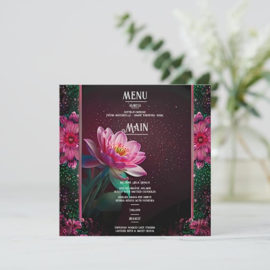 Floral Lotus Wedding Suite | Sterrennacht Romance Programmakaart (Staand voorkant)