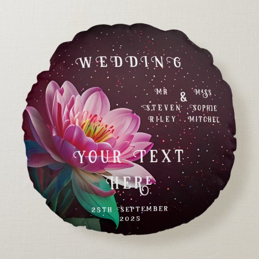 Floral Lotus Wedding Suite | Sterrennacht Romance Rond Kussen (Voorkant)