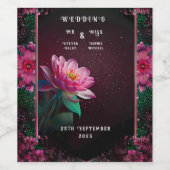 Floral Lotus Wedding Suite | Sterrennacht Romance Wijn Etiket (Enkel label)