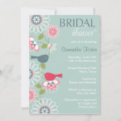 Floral Love Bird Bridal Shower Invitation Kaart (Voorkant)