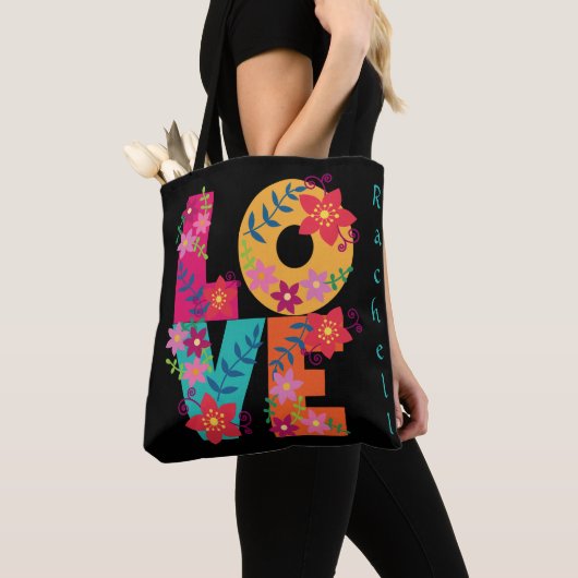 Floral LOVE Blossom gepersonaliseerd Tas (Dichtbij)