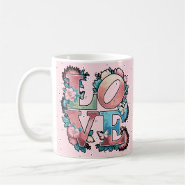 Floral LOVE Design met vlinders Koffiemok