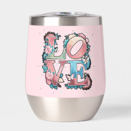 Floral LOVE Design met Vlinders Waterfles