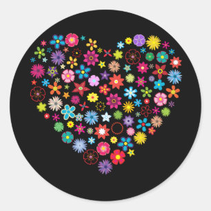 Floral Love Heart Ronde Sticker