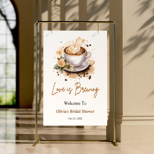 Floral Love is Brewing Brown Vrijgezellenfeest Wel Poster