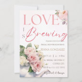 Floral Love is Brouwen Blush Tea Vrijgezellenfeest Kaart (Voorkant)