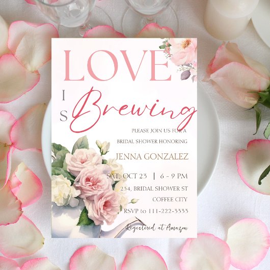 Floral Love is Brouwen Blush Tea Vrijgezellenfeest Kaart