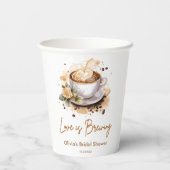Floral Love is het brouwen van bruin Vrijgezellenf Papieren Bekers (Achterkant)