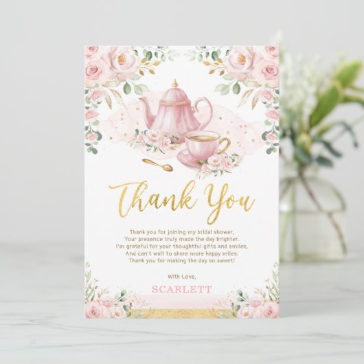 Floral Love is het brouwen van Vrijgezellenfeest T Bedankkaart (Staand voorkant)