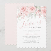 Floral Love is in Bloom Pink Blush Bruids Douche Kaart (Voorkant / Achterkant)