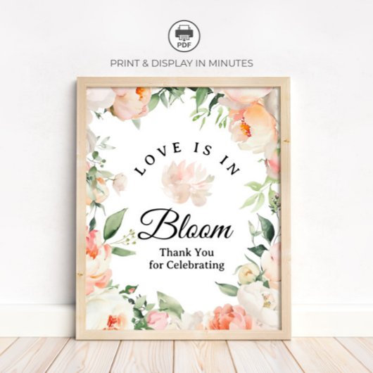 Floral Love is In Bloom - Thank You Sign Poster