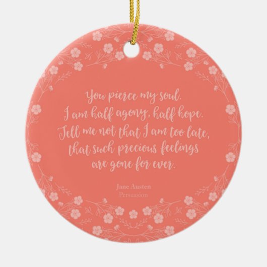 Floral Love Letter Quote Persuasion Jane Austen Keramisch Ornament (Voorkant)