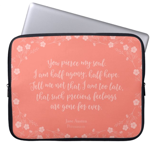 Floral Love Letter Quote Persuasion Jane Austen Laptop Sleeve (Voorkant)