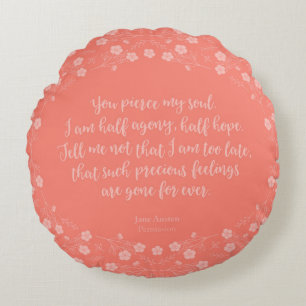 Floral Love Letter Quote Persuasion Jane Austen Rond Kussen