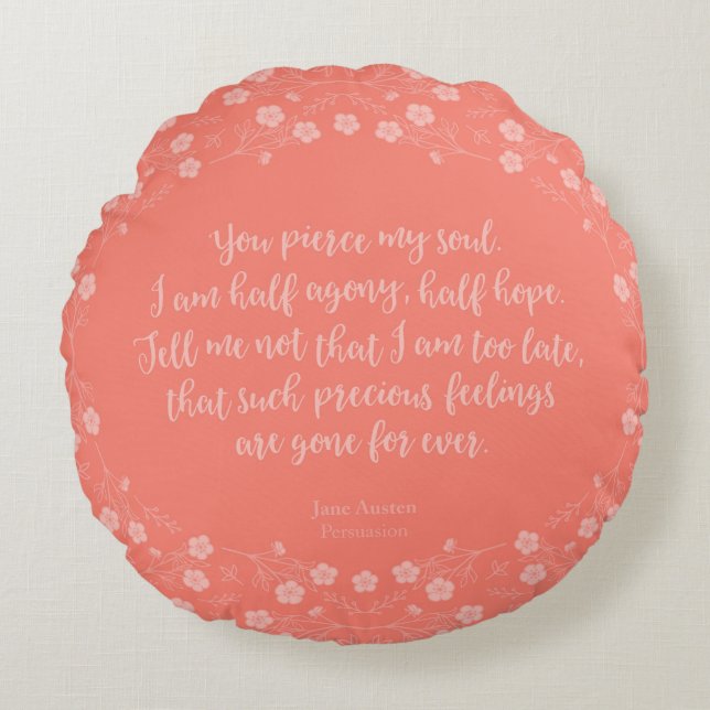 Floral Love Letter Quote Persuasion Jane Austen Rond Kussen (Voorkant)