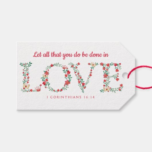 Floral LOVE Letters | Scriptversie Cadeaulabel (Voorkant (Horizontaal))
