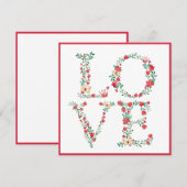 Floral LOVE Letters Valentijns Feestdagenkaart (Voorkant / Achterkant)