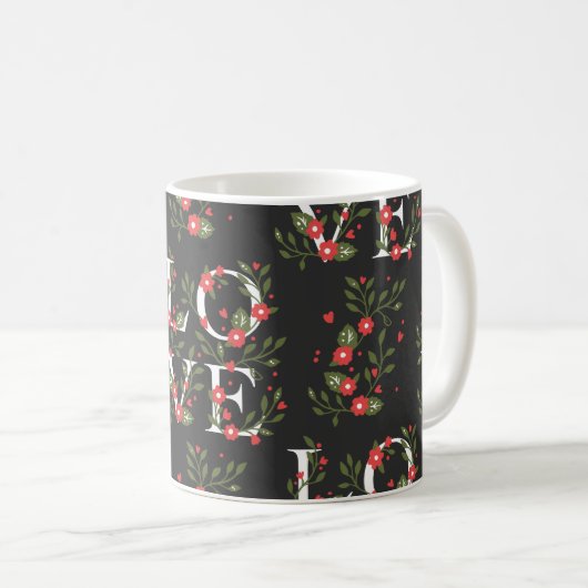 Floral LOVE Modern  Pattern Koffiemok (Voorkant rechts)