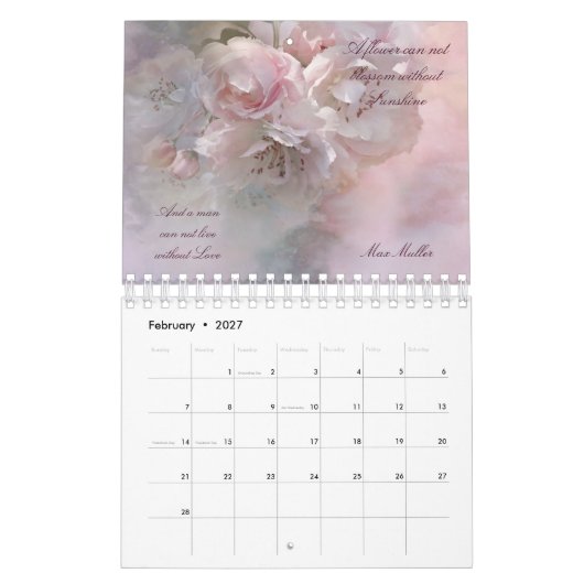 Floral Love Quotes 2023 Calendar Kalender (Feb 2027)
