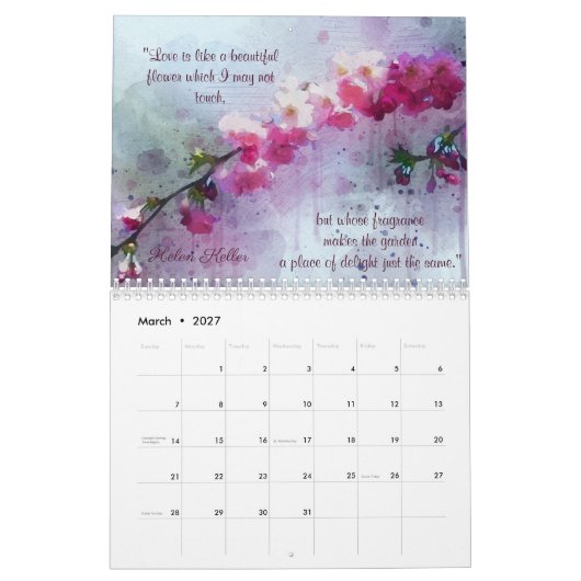 Floral Love Quotes 2023 Calendar Kalender (Mar 2027)