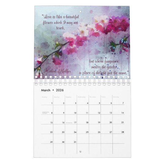 Floral Love Quotes 2023 Calendar Kalender (Mar 2026)