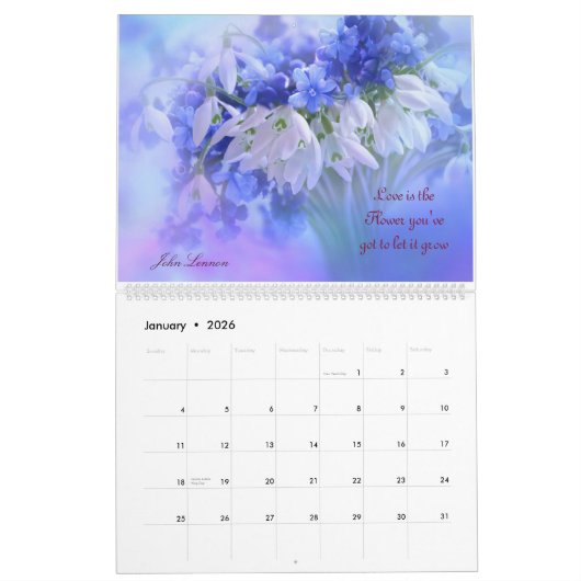 Floral Love Quotes 2023 Calendar Kalender (Jan 2026)