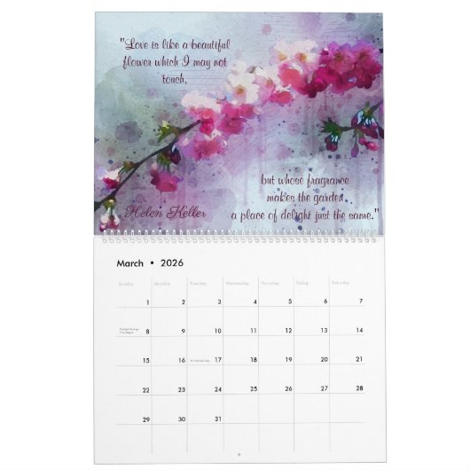 Floral Love Quotes 2023 Calendar Kalender (Mar 2026)