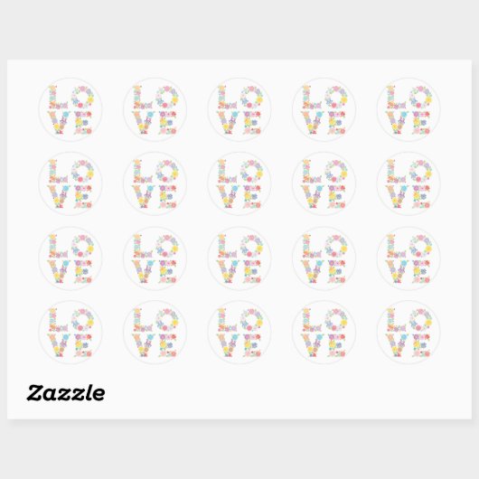 Floral LOVE Ronde Sticker (Vel)