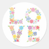Floral LOVE Ronde Sticker (Voorkant)