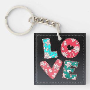 Floral LOVE – Schattigee Patroon Sleutelhanger Gif