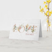 Floral Love Text on Wood Kaart (Gele Bloem)