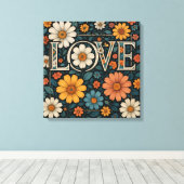 Floral LOVE Typography Art Print (Insitu (Houten vloer))