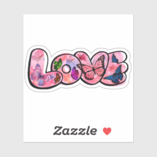 Floral Love Typography  Sticker