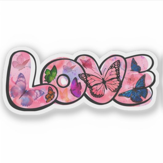 Floral Love Typography  Sticker (Voorkant)