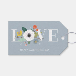 Floral Love Valentijnsdag Gift Label - Dusty Blue Cadeaulabel