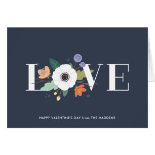 Floral Love Valentijnsdag Kaart - Midnight