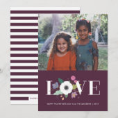 Floral Love Valentijnsdag Kaart - Plum (Voorkant / Achterkant)