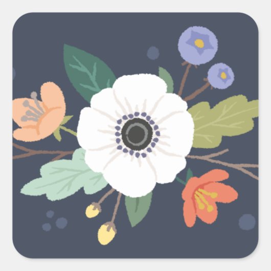 Floral Love Valentijnsdag Sticker - Midnight (Voorkant)