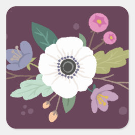 Floral Love Valentijnsdag Sticker - Plum