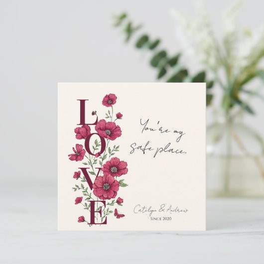 Floral Love Valentine’s Day Greeting Card Kaart (Staand voorkant)