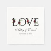 Floral Love Wedding Blue Burgundy Waterverf Servet (Voorkant)