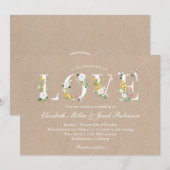 Floral Love Wedding Invite Kaart (Voorkant / Achterkant)