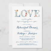 Floral Love Wedding Rehearsal Dinner Invitation Kaart (Voorkant)