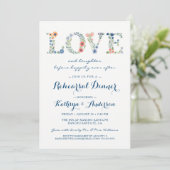 Floral Love Wedding Rehearsal Dinner Invitation Kaart (Staand voorkant)