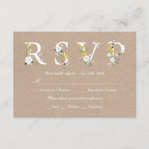 Floral Love Wedding RSVP - verwisselbare achtergro