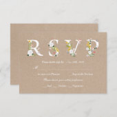 Floral Love Wedding RSVP - verwisselbare achtergro (Voorkant / Achterkant)