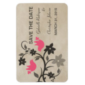 Floral Lovevogels besparen de Magnetdatum, Roze Magneet (Verticaal)