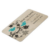 Floral Lovevogels sparen de Datum Magnet, Aqua Magneet (Linkerzijde)